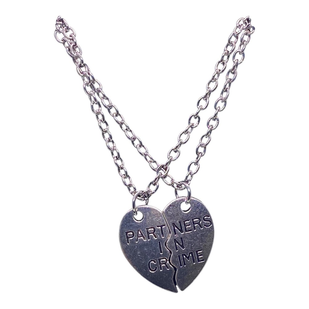 His Her Lovers Boyfriend Girlfriend Husband Wife Partners in Crime Necklaces Set